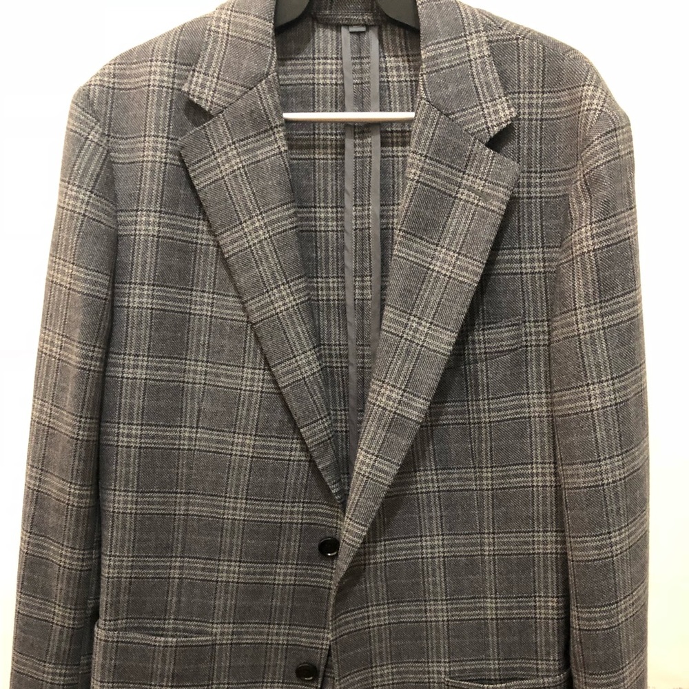 Unconstructed Italian wool plaid blazer